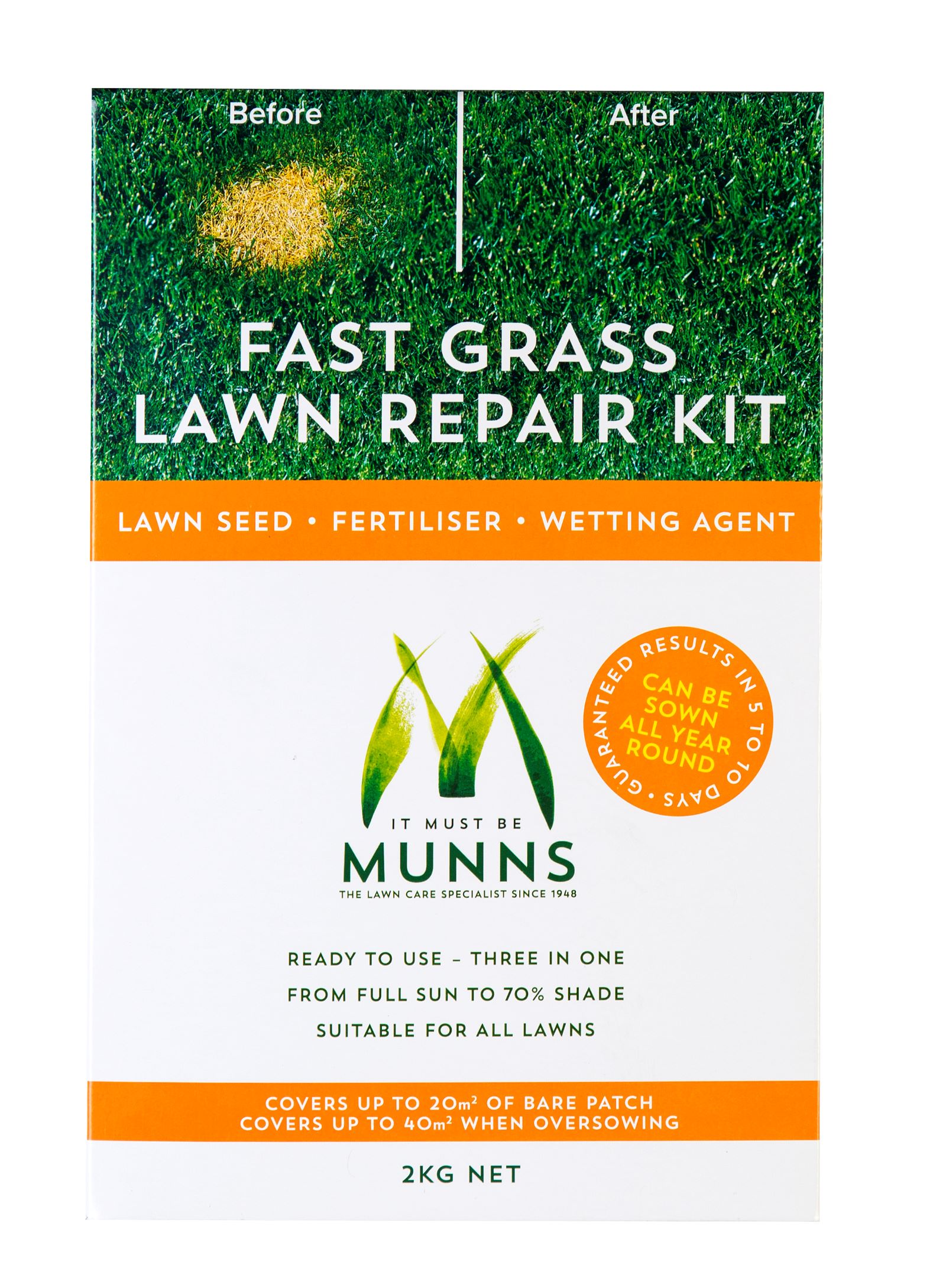 Munns Fast Grass Lawn Repair Kit 2kg